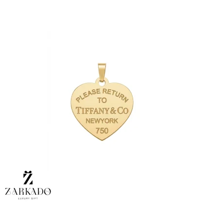 پلاک لیزری طلا طرح قلب با حک تیفانی