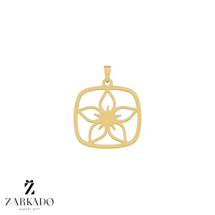 پلاک لیزری طلا طرح گل پنج پر