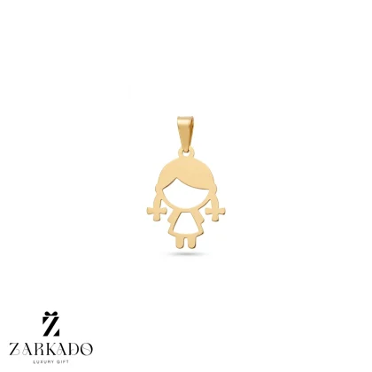 پلاک لیزری طلا طرح دختر با موهای بافته