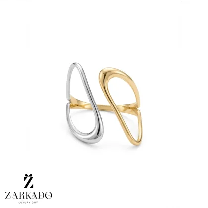 انگشتر طلا طرح انتزاعی دو رنگ