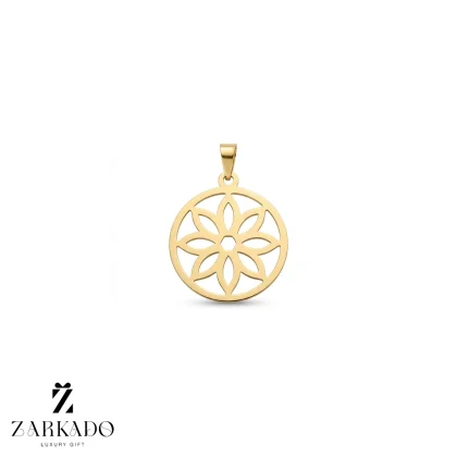 پلاک لیزری طلا طرح گل و دایره