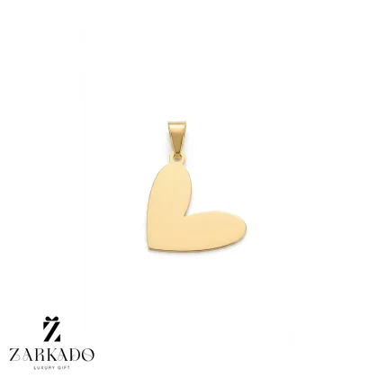 پلاک لیزری طلا طرح قلب کج تو پر