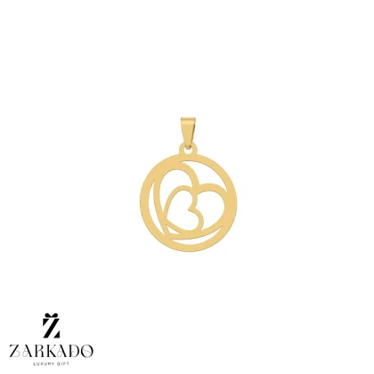 پلاک لیزری طلا طرح دو قلب تودرتو