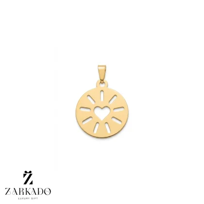 پلاک لیزری طلا طرح قلب خورشیدی