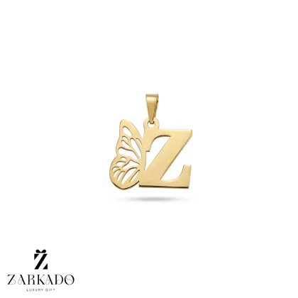 پلاک لیزری طلا حرف Z با بال پروانه