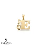 پلاک لیزری طلا حرف E با بال پروانه