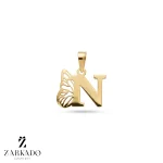 پلاک لیزری طلا حرف N با بال پروانه