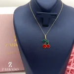 پلاک طلا طرح آلبالو میناکاری