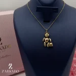 پلاک طلا طرح خرگوش مفصل دار با کیف مستطیل