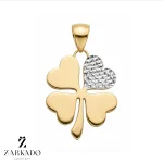 پلاک طلا شبدر گلوا تراش سفید سایز 2*3