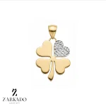 پلاک طلا شبدر گلوا تراش سفید سایز 2.5*1.5