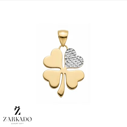 پلاک طلا شبدر گلوا تراش سفید سایز 2.5*1.5