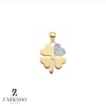 پلاک طلا شبدر گلوا تراش سفید سایز 1.2*2