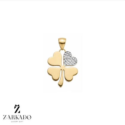 پلاک طلا شبدر گلوا تراش سفید سایز 1.2*2