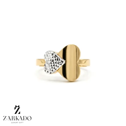 انگشتر طلا طرح دو قلب تراش آبکاری سفید