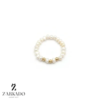 انگشتر مروارید پرورشی سفید با گوی طلا