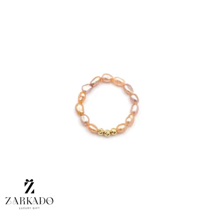 انگشتر مروارید پرورشی رزگلد با گوی