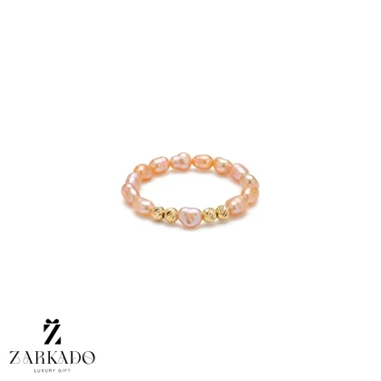 انگشتر مروارید پرورشی رزگلد با گوی البرنادو طلا کد 10