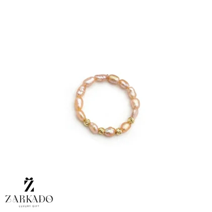 انگشتر مروارید پرورشی رزگلد با گوی