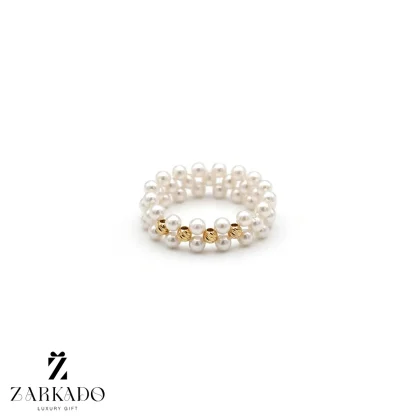 انگشتر مرواریدی طرح رولکس و گوی طلا