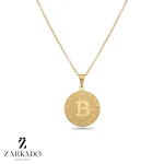 پلاک طلا طرح بیت کوین