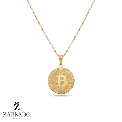 پلاک طلا طرح بیت کوین