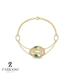 دستبند طلا مار بولگاری با چشم سبز