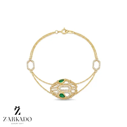 دستبند طلا مار بولگاری با چشم سبز