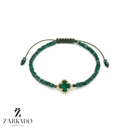 دستبند سنگ و پلاک ون کلیف سبز طلا