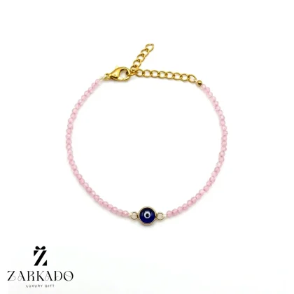 دستبند سنگی و چشم نظر طلا آبی