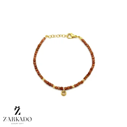 دستبند سنگی و پلاک آویز طلا با گوی البرنادو