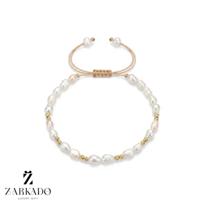 دستبند مروارید پرورشی گوی دوبل طلا