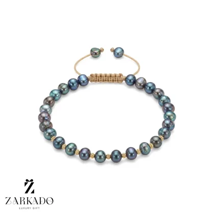 دستبند مروارید پرورشی کهکشانی و گوی طلا