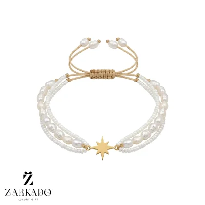 دستبند مروارید پرورشی ومیوکی طلا طرح ستاره قطبی