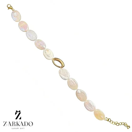 دستبند مروارید باروک طرح بیضی دامله طلا