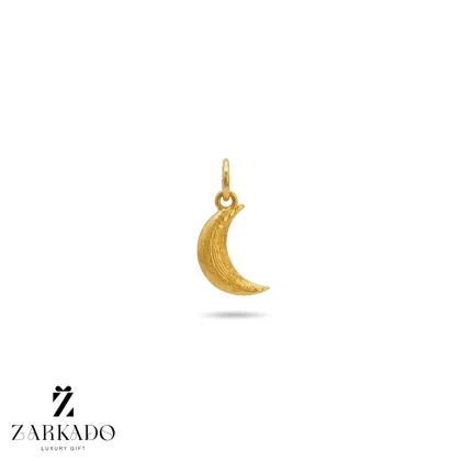 پلاک طلا طرح هلال ماه کوچک خط دار