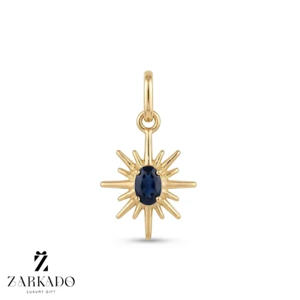 پلاک طلا طرح نور با نگین آبی تیره