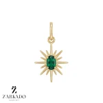 پلاک طلا طرح نور با نگین سبز تیره