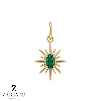 پلاک طلا طرح نور با نگین سبز تیره