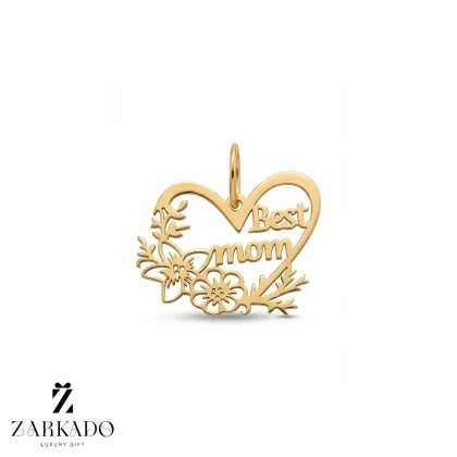 پلاک طلا طرح best mom قلبی