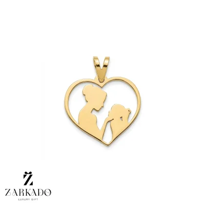 پلاک طلا طرح مادر و دختر با قلب