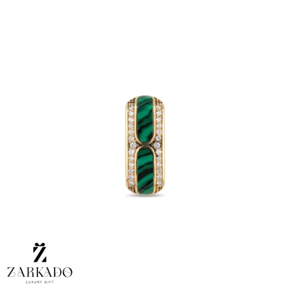 پلاک طلا بیضی طرح سنگ مالاکیت سبز