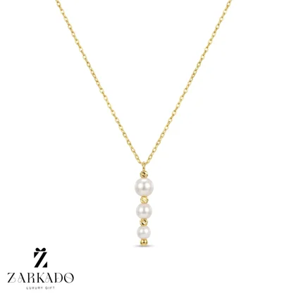 گردنبند زنجیری فلامینگو با پلاک مروارید