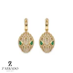 گوشواره طلا مار بولگاری با چشم سبز