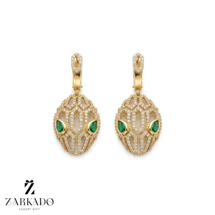 گوشواره طلا مار بولگاری با چشم سبز