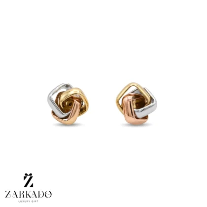 گوشواره میخی طلا مکعب سه رنگ