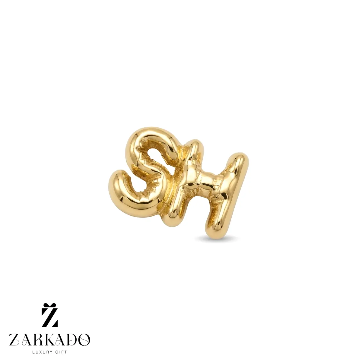 پلاک طلا حرف SH بادکنکی سایز کوچک