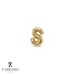 پلاک طلا حرف S بادکنکی سایز کوچک