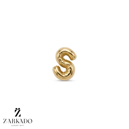 پلاک طلا حرف S بادکنکی سایز کوچک