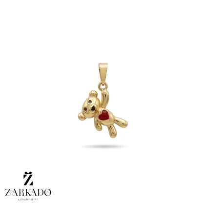 پلاک طلا طرح خرس ژوبین با قلب قرمز